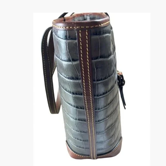 Dooney & Bourke Medium Gray Embossed Mock Croc Bag Tote EUC - Picture 4 of 14